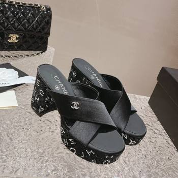 Chanel Satin Crystals Sandals 9cm G45365 Black 2024 (MD-240126137)