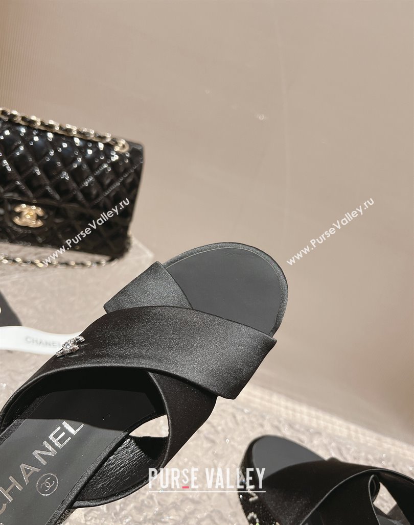 Chanel Satin Crystals Sandals 9cm G45365 Black 2024 (MD-240126137)