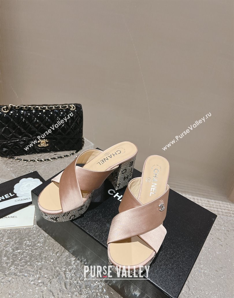 Chanel Satin Crystals Sandals 9cm G45365 Nude 2024 (MD-240126138)