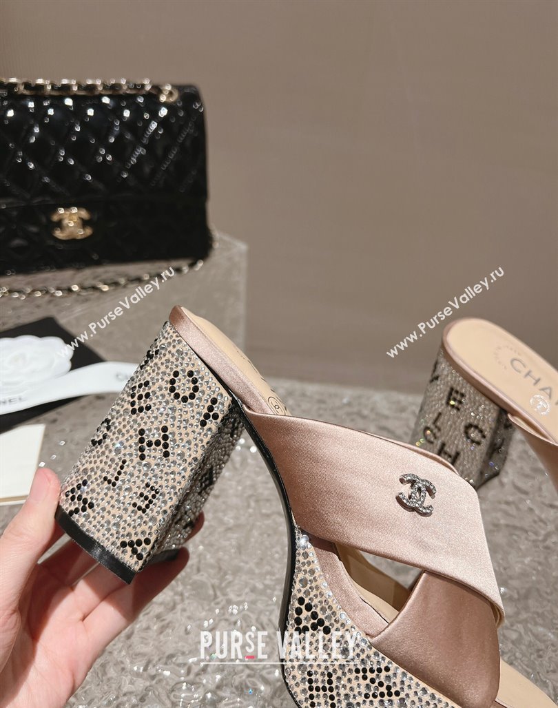 Chanel Satin Crystals Sandals 9cm G45365 Nude 2024 (MD-240126138)