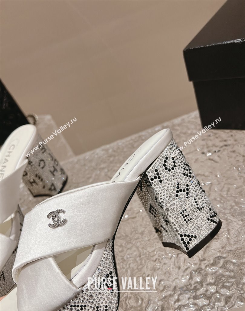 Chanel Satin Crystals Sandals 9cm G45365 White 2024 (MD-240126139)