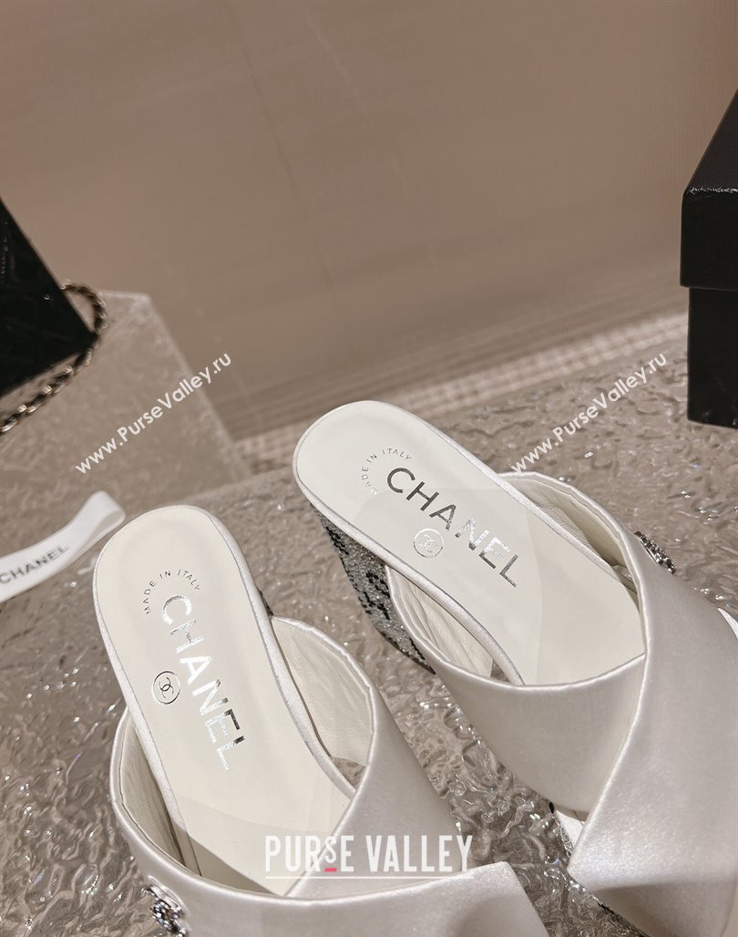 Chanel Satin Crystals Sandals 9cm G45365 White 2024 (MD-240126139)