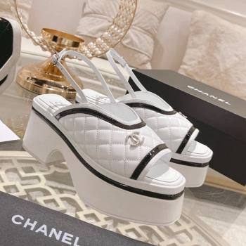 Chanel Quilted Calfskin Platform Sandals 7.5cm White 2024 0126 (MD-240126110)