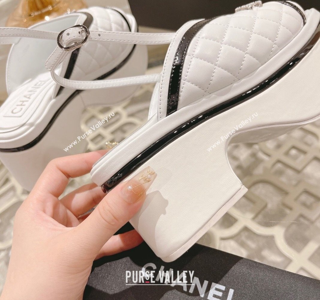 Chanel Quilted Calfskin Platform Sandals 7.5cm White 2024 0126 (MD-240126110)