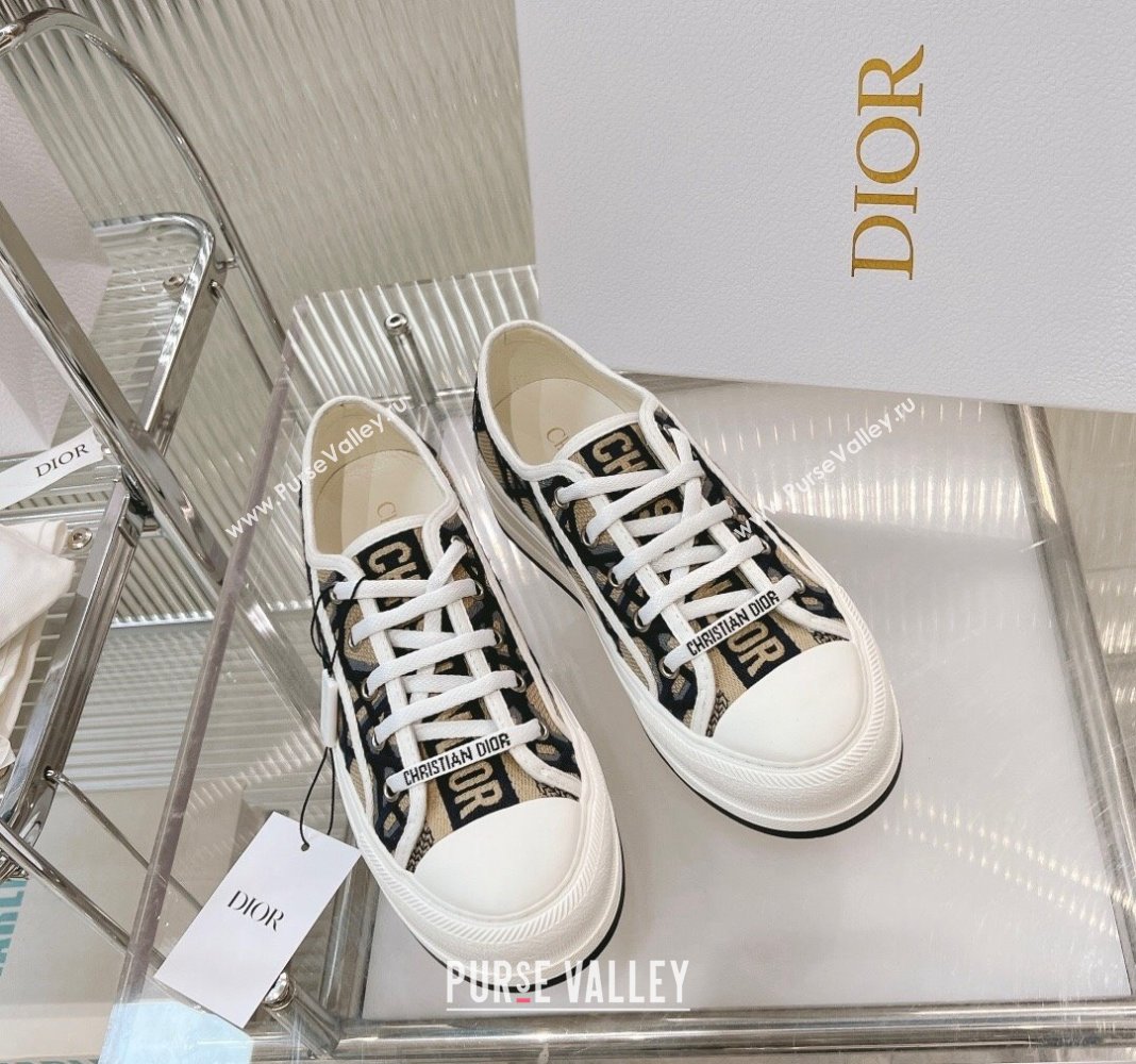 Dior WalknDior Platform Sneakers in Beige and Blue Macrocannage Embroidery 2024 0126 (MD-240126015)