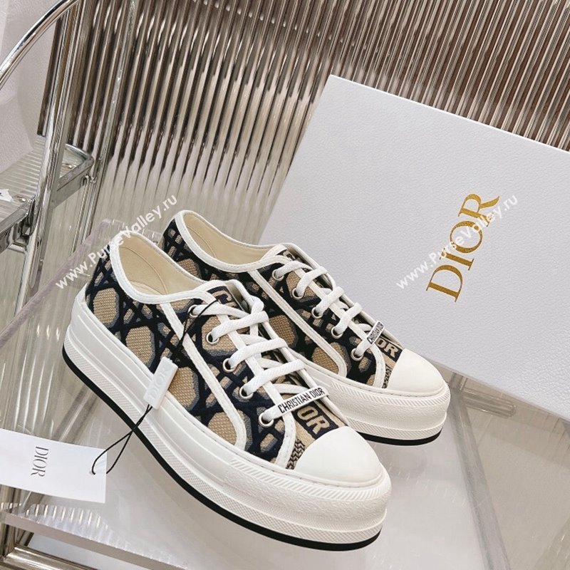 Dior WalknDior Platform Sneakers in Beige and Blue Macrocannage Embroidery 2024 0126 (MD-240126015)