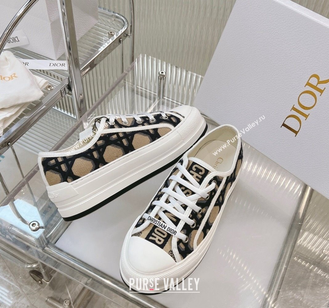 Dior WalknDior Platform Sneakers in Beige and Blue Macrocannage Embroidery 2024 0126 (MD-240126015)