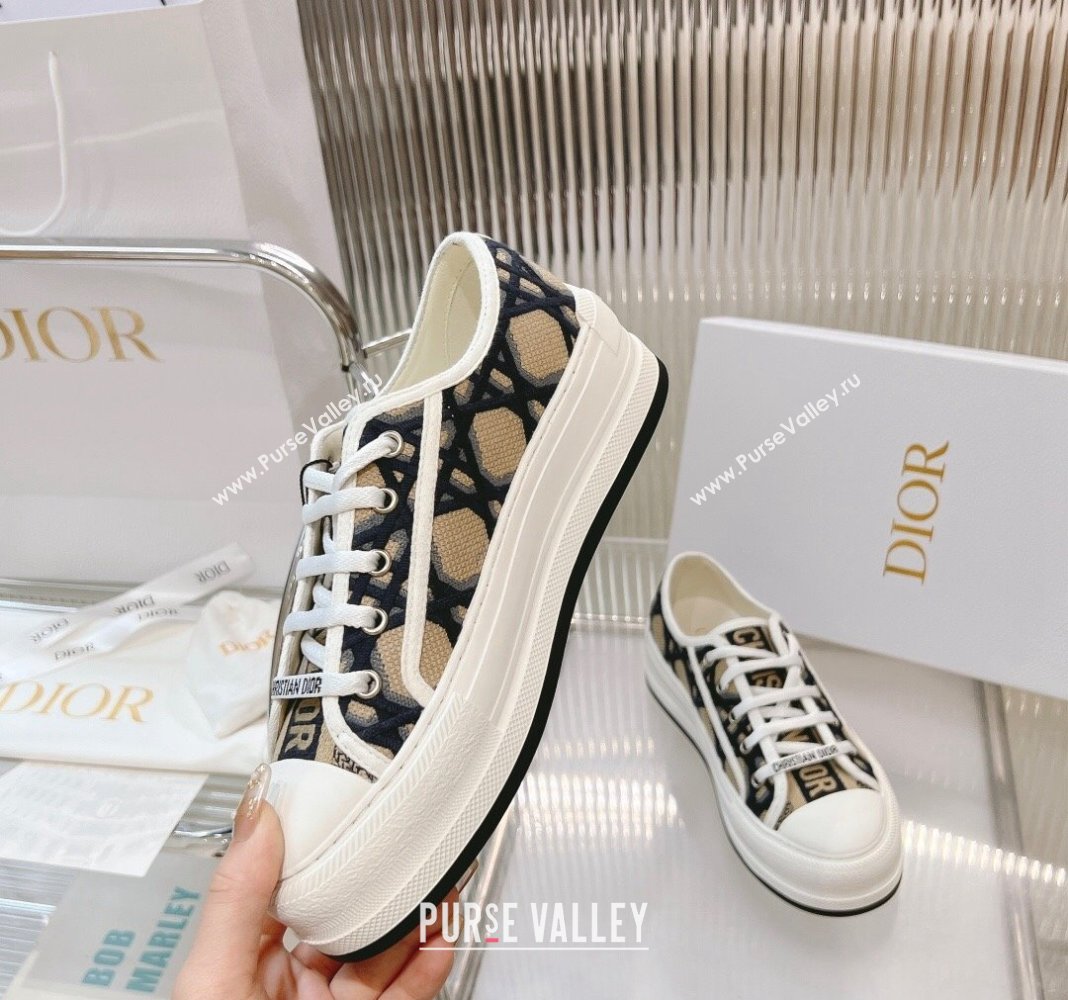 Dior WalknDior Platform Sneakers in Beige and Blue Macrocannage Embroidery 2024 0126 (MD-240126015)