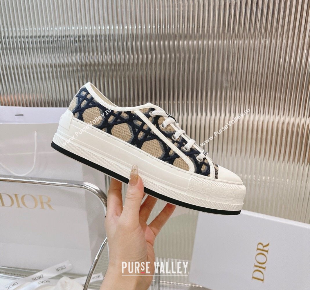 Dior WalknDior Platform Sneakers in Beige and Blue Macrocannage Embroidery 2024 0126 (MD-240126015)