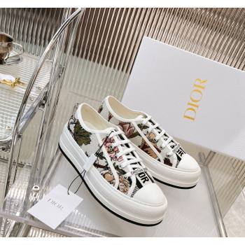 Dior WalknDior Platform Sneakers in White Embroidered Cotton with Toile de Jouy Mexico Motif 2024 0126 (MD-240126016)