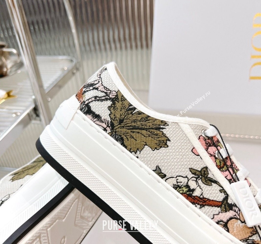 Dior WalknDior Platform Sneakers in White Embroidered Cotton with Toile de Jouy Mexico Motif 2024 0126 (MD-240126016)