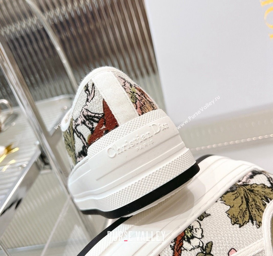 Dior WalknDior Platform Sneakers in White Embroidered Cotton with Toile de Jouy Mexico Motif 2024 0126 (MD-240126016)