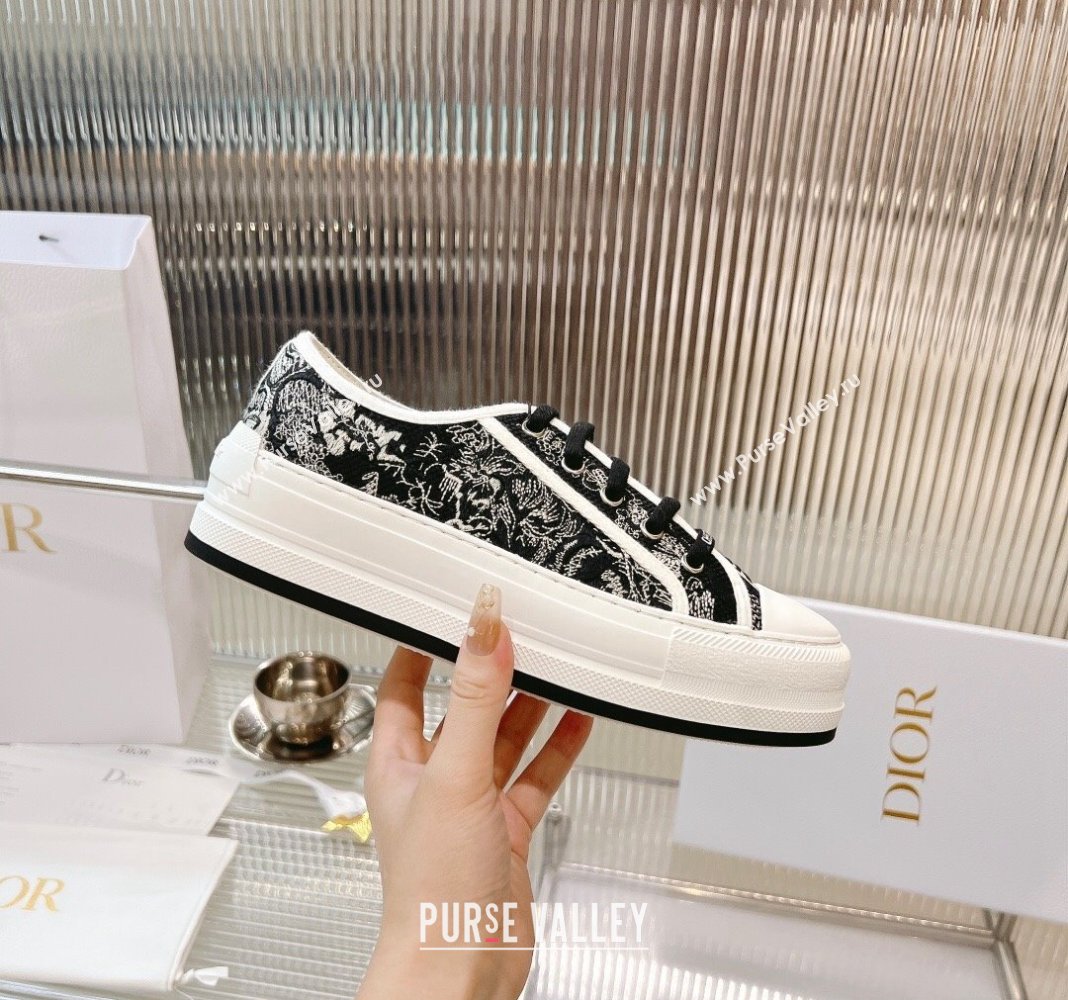 Dior WalknDior Platform Sneakers in Black Toile de Jouy Embroidered Cotton 2024 0126 (MD-240126017)