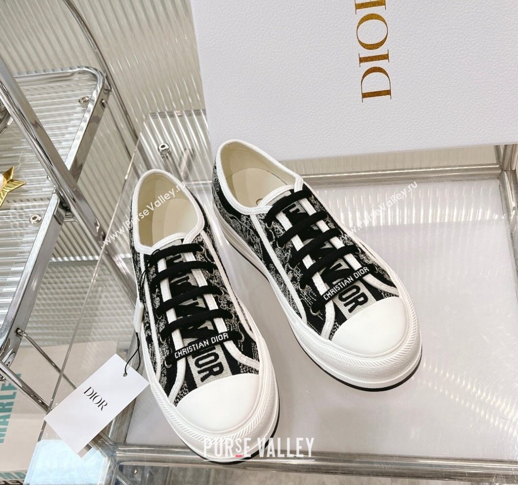 Dior WalknDior Platform Sneakers in Black Toile de Jouy Embroidered Cotton 2024 0126 (MD-240126017)