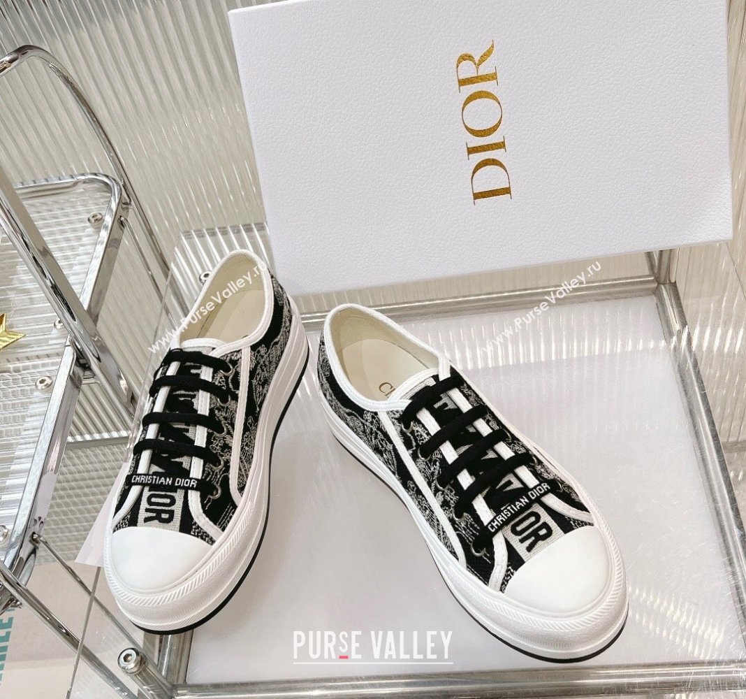 Dior WalknDior Platform Sneakers in Black Toile de Jouy Embroidered Cotton 2024 0126 (MD-240126017)