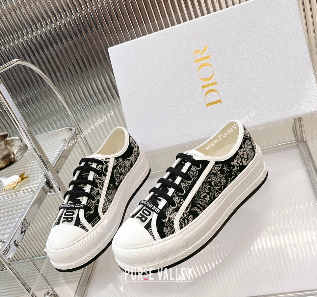 Dior WalknDior Platform Sneakers in Black Toile de Jouy Embroidered Cotton 2024 0126 (MD-240126017)