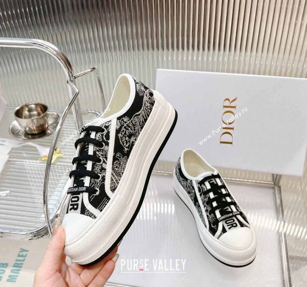 Dior WalknDior Platform Sneakers in Black Toile de Jouy Embroidered Cotton 2024 0126 (MD-240126017)