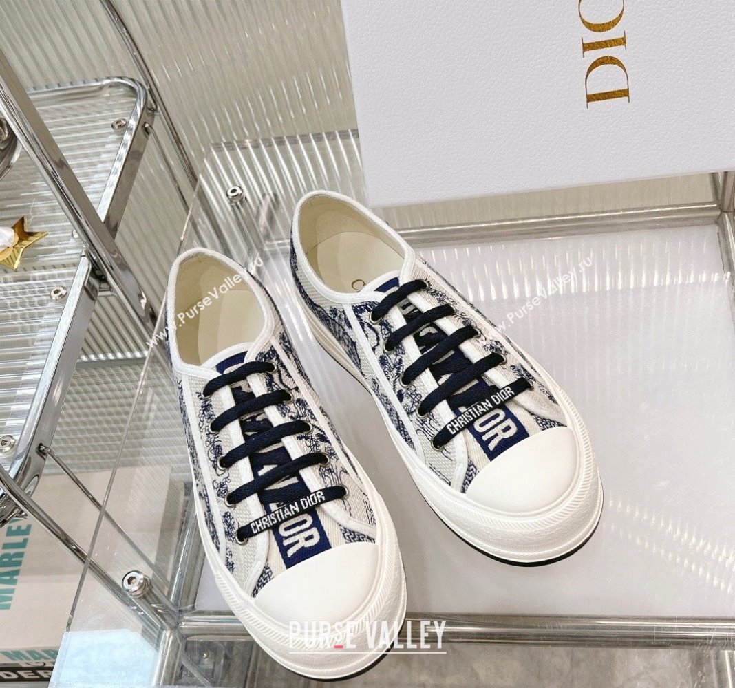 Dior WalknDior Platform Sneakers in Blue Toile de Jouy Embroidered Cotton 2024 0126 (MD-240126018)