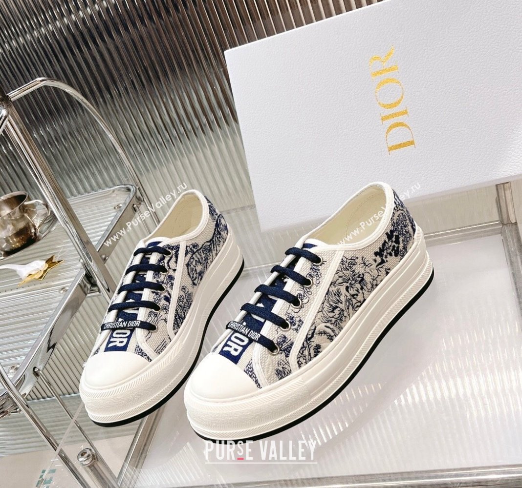 Dior WalknDior Platform Sneakers in Blue Toile de Jouy Embroidered Cotton 2024 0126 (MD-240126018)