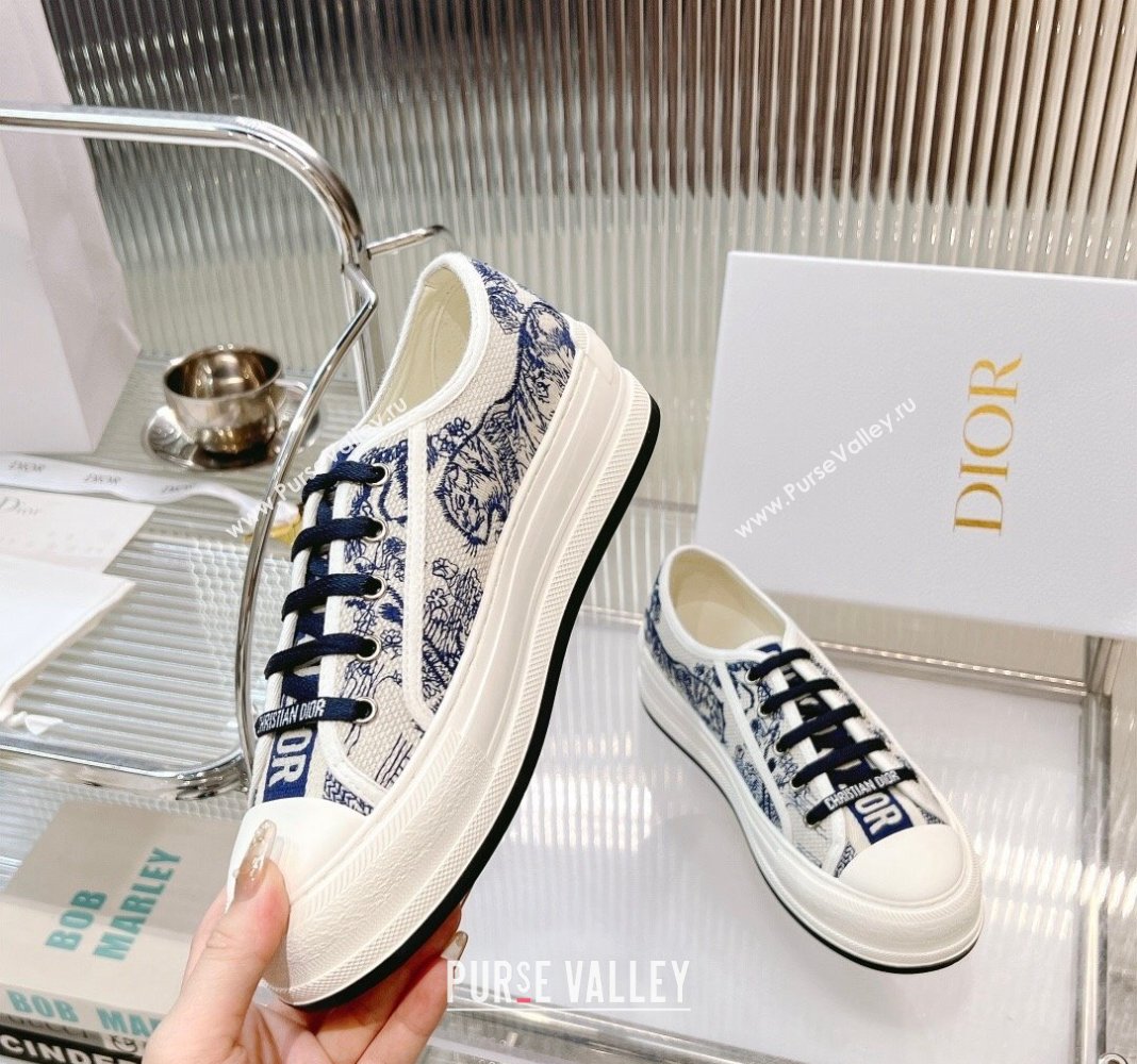 Dior WalknDior Platform Sneakers in Blue Toile de Jouy Embroidered Cotton 2024 0126 (MD-240126018)