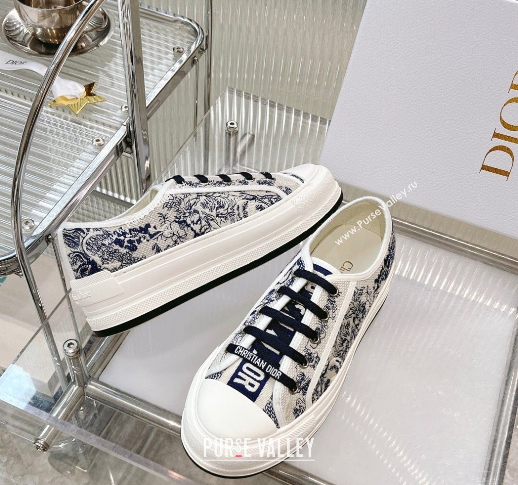 Dior WalknDior Platform Sneakers in Blue Toile de Jouy Embroidered Cotton 2024 0126 (MD-240126018)