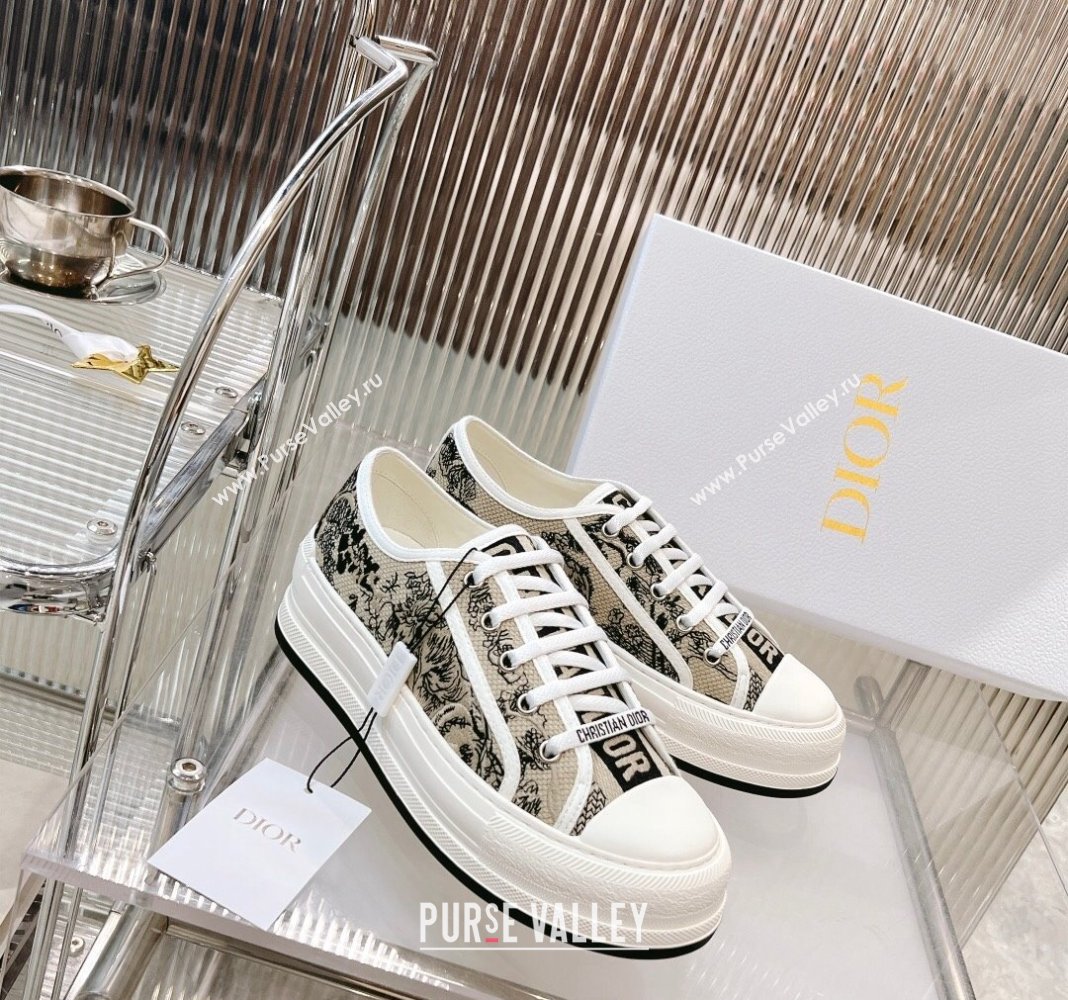 Dior WalknDior Platform Sneakers in Beige Toile de Jouy Embroidered Cotton 2024 0126 (MD-240126019)