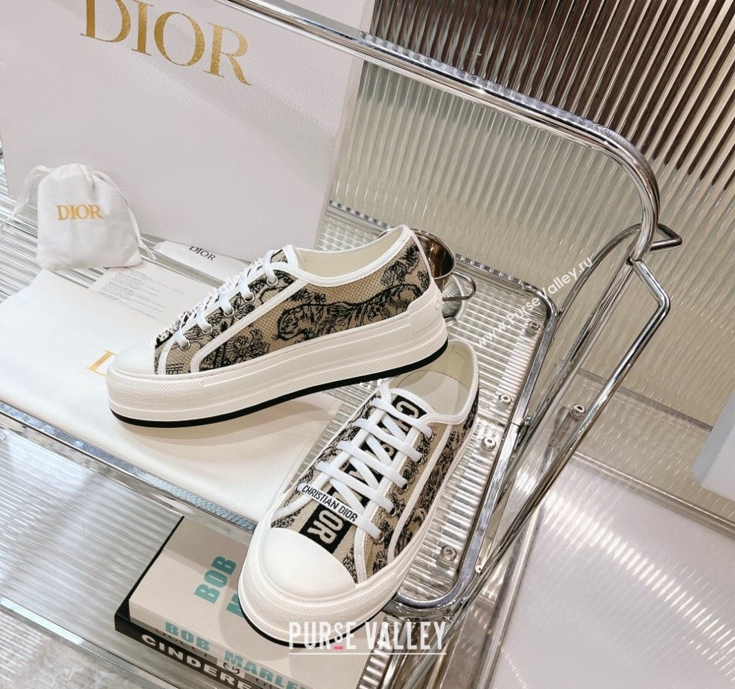 Dior WalknDior Platform Sneakers in Beige Toile de Jouy Embroidered Cotton 2024 0126 (MD-240126019)