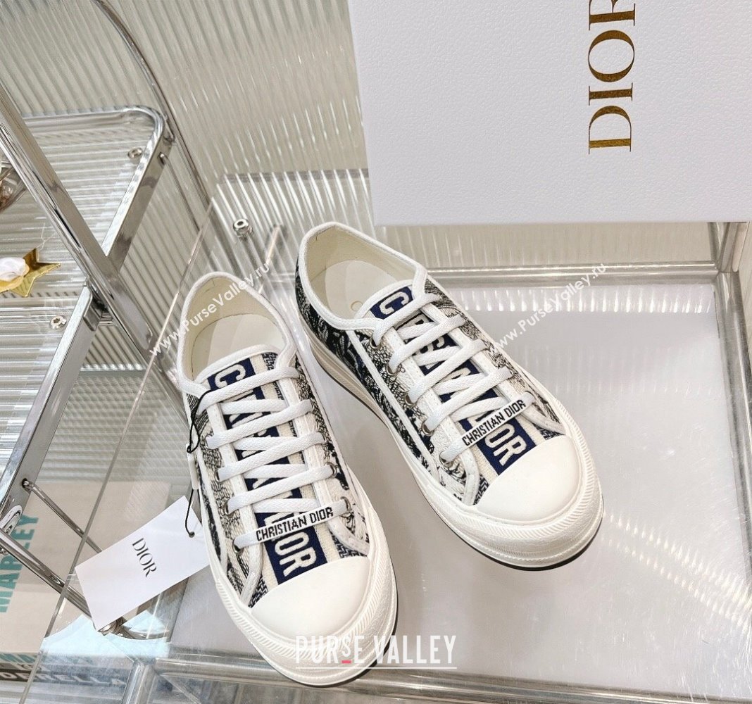 Dior WalknDior Platform Sneakers in Blue Swan Embroidered Cotton 2024 0126 (MD-240126021)