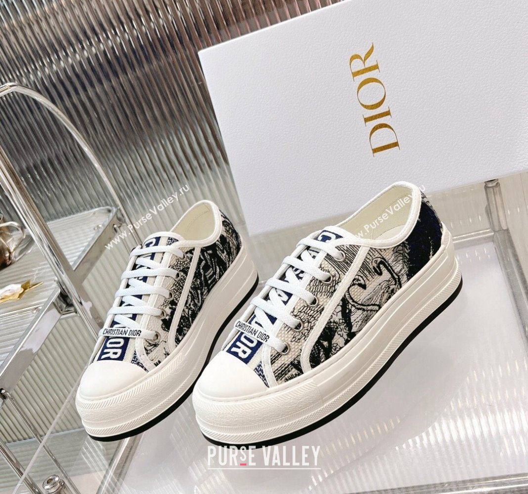 Dior WalknDior Platform Sneakers in Blue Swan Embroidered Cotton 2024 0126 (MD-240126021)