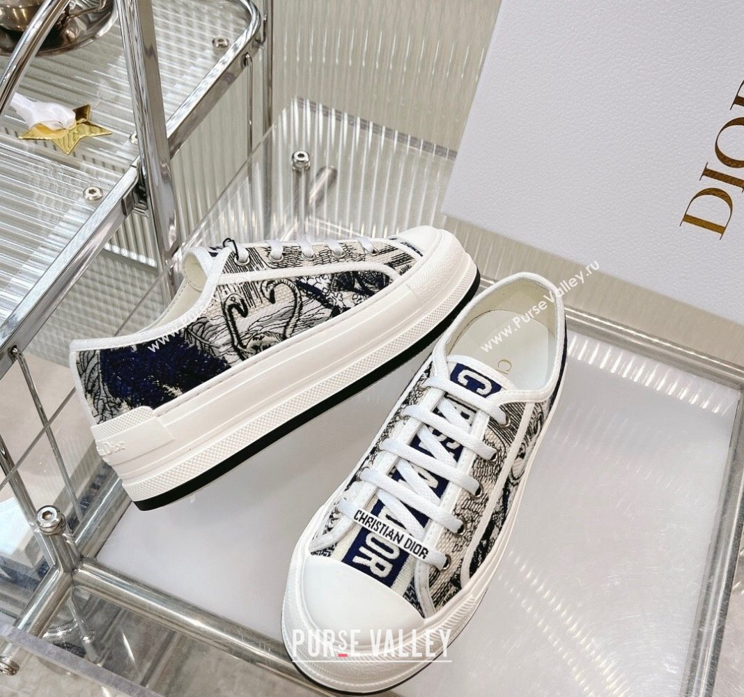 Dior WalknDior Platform Sneakers in Blue Swan Embroidered Cotton 2024 0126 (MD-240126021)