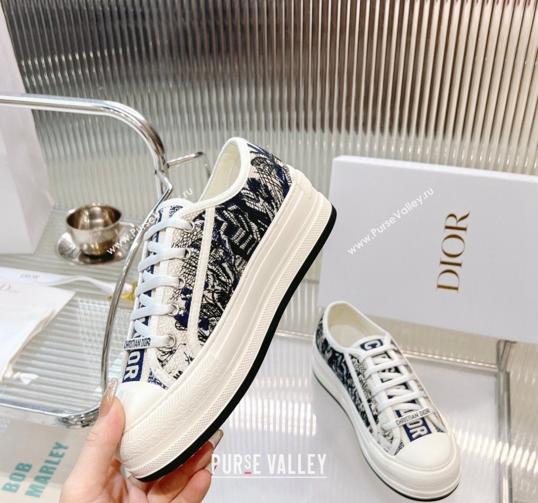 Dior WalknDior Platform Sneakers in Blue Swan Embroidered Cotton 2024 0126 (MD-240126021)