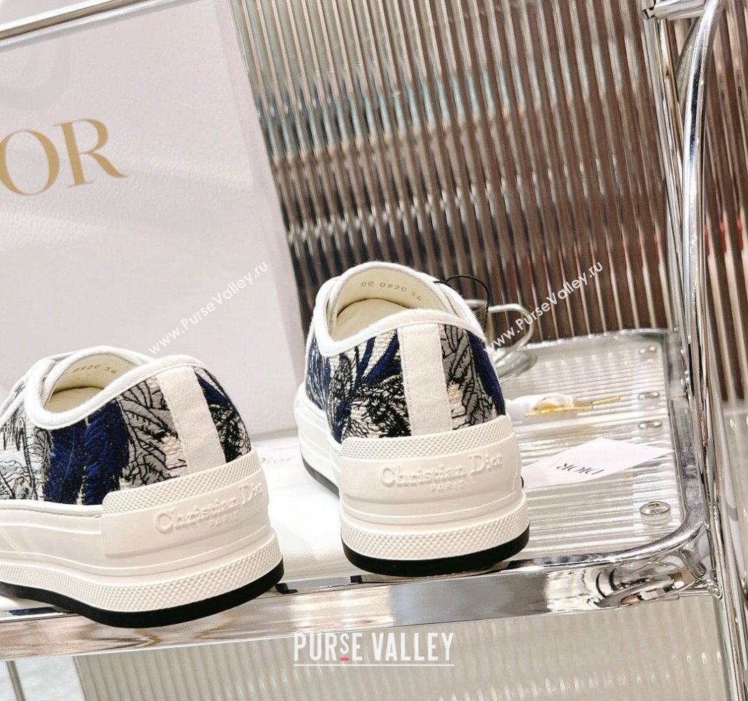 Dior WalknDior Platform Sneakers in Blue Swan Embroidered Cotton 2024 0126 (MD-240126021)