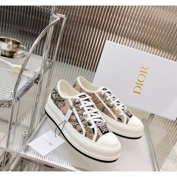 Dior WalknDior Platform Sneakers in Beige Embroidered Cotton with Toile de Jouy Mexico Motif 2024 0126 (MD-240126022)