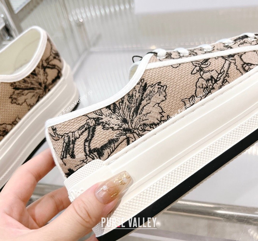 Dior WalknDior Platform Sneakers in Beige Embroidered Cotton with Toile de Jouy Mexico Motif 2024 0126 (MD-240126022)