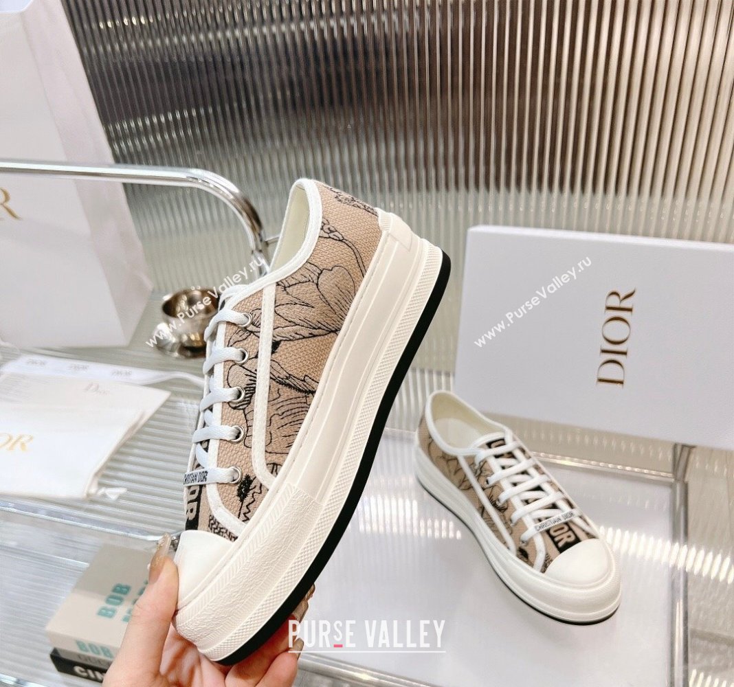 Dior WalknDior Platform Sneakers in Beige Embroidered Cotton with Toile de Jouy Mexico Motif 2024 0126 (MD-240126022)