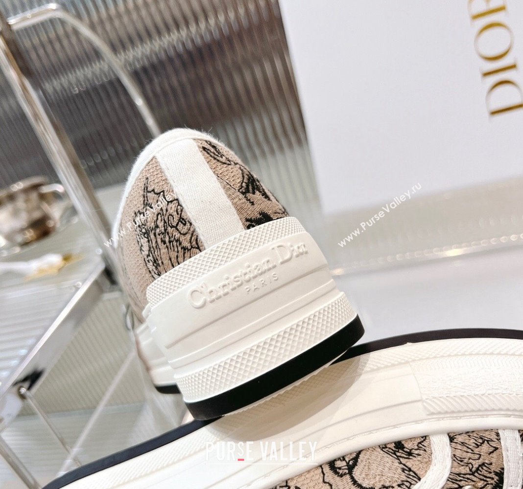 Dior WalknDior Platform Sneakers in Beige Embroidered Cotton with Toile de Jouy Mexico Motif 2024 0126 (MD-240126022)