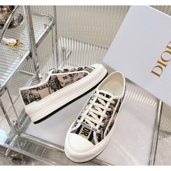 Dior WalknDior Platform Sneakers in Beige Cotton Embroidered with Plan de Paris Motif 2024 0126 (MD-240126023)