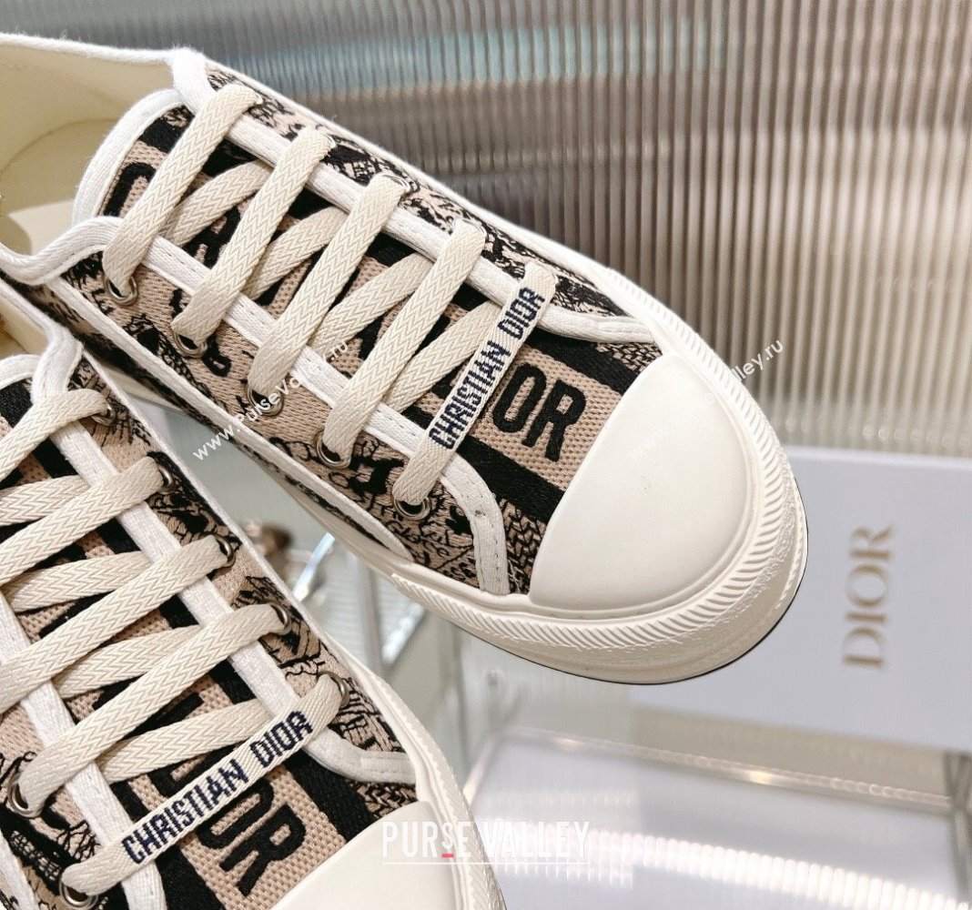 Dior WalknDior Platform Sneakers in Beige Cotton Embroidered with Plan de Paris Motif 2024 0126 (MD-240126023)