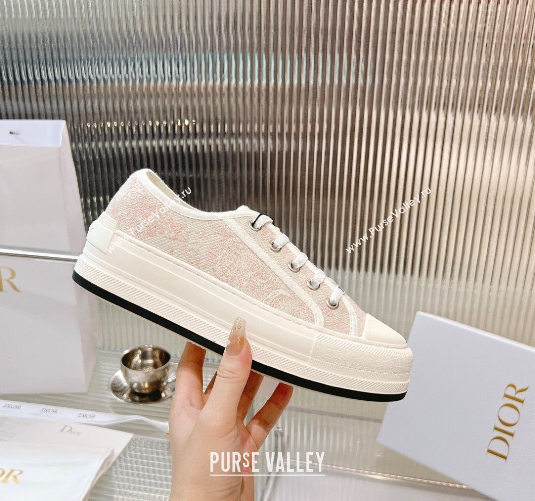 Dior WalknDior Platform Sneakers in Pink and White Toile de Jouy Embroidered Cotton 2024 0126 (MD-240126024)