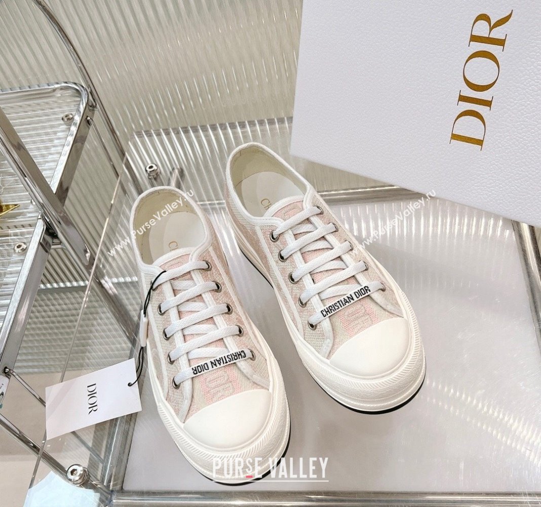 Dior WalknDior Platform Sneakers in Pink and White Toile de Jouy Embroidered Cotton 2024 0126 (MD-240126024)