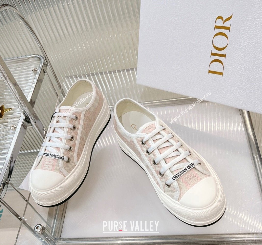 Dior WalknDior Platform Sneakers in Pink and White Toile de Jouy Embroidered Cotton 2024 0126 (MD-240126024)