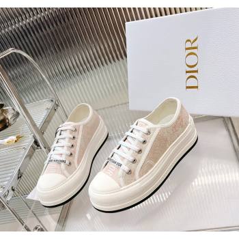 Dior WalknDior Platform Sneakers in Pink and White Toile de Jouy Embroidered Cotton 2024 0126 (MD-240126024)