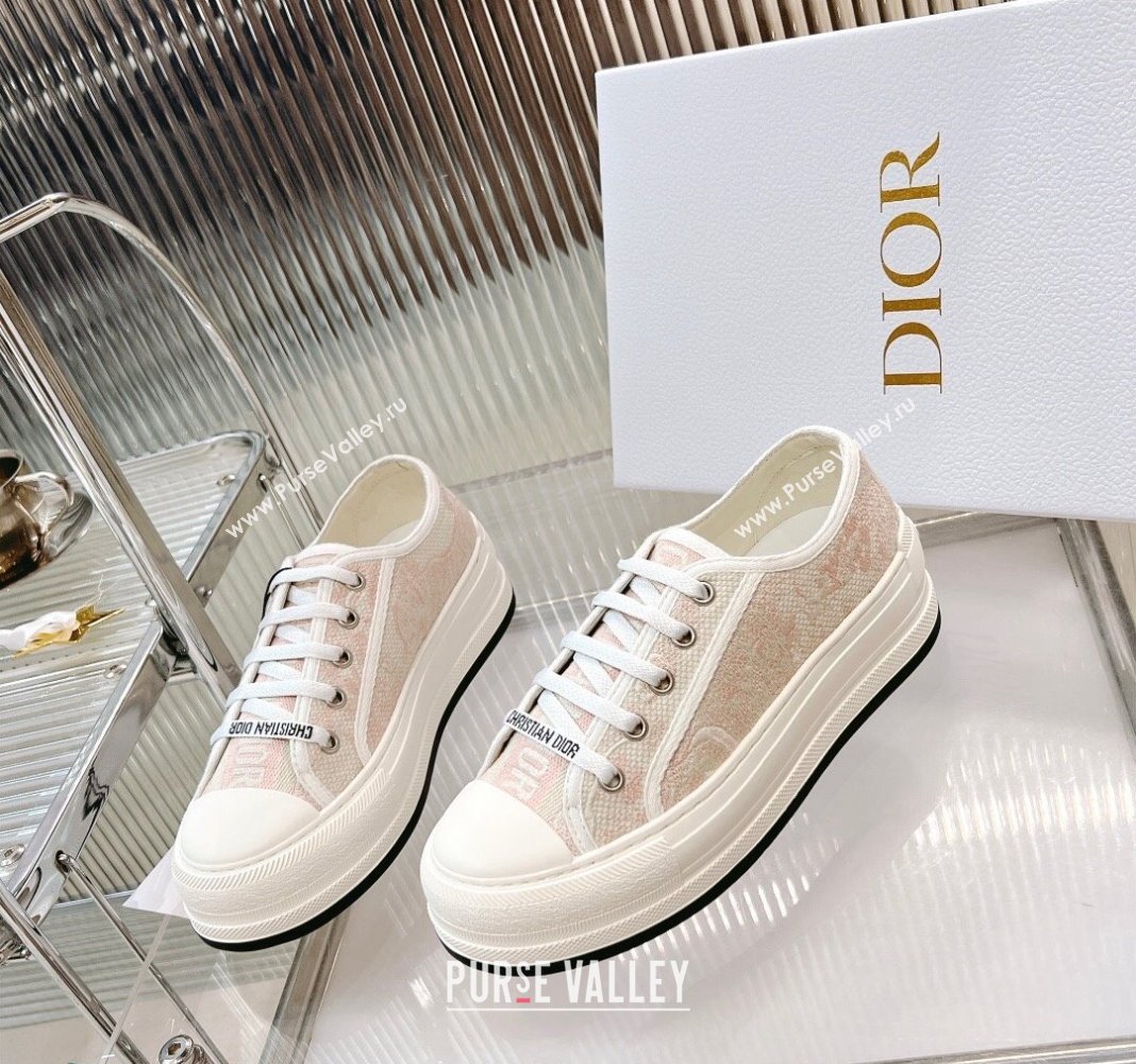 Dior WalknDior Platform Sneakers in Pink and White Toile de Jouy Embroidered Cotton 2024 0126 (MD-240126024)