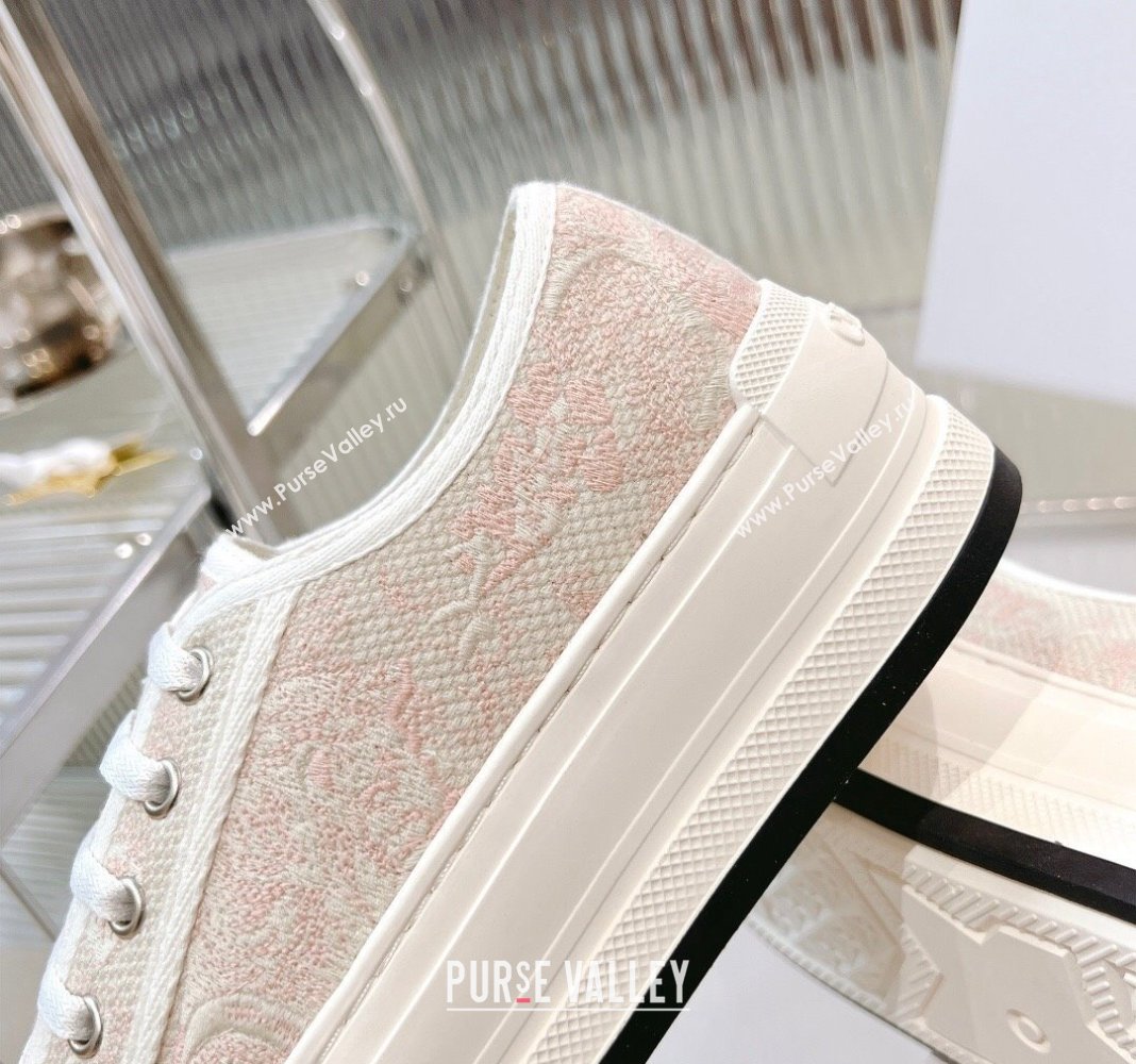 Dior WalknDior Platform Sneakers in Pink and White Toile de Jouy Embroidered Cotton 2024 0126 (MD-240126024)