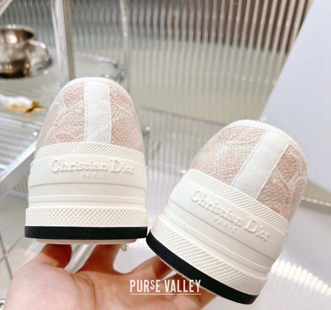 Dior WalknDior Platform Sneakers in Pink and White Toile de Jouy Embroidered Cotton 2024 0126 (MD-240126024)