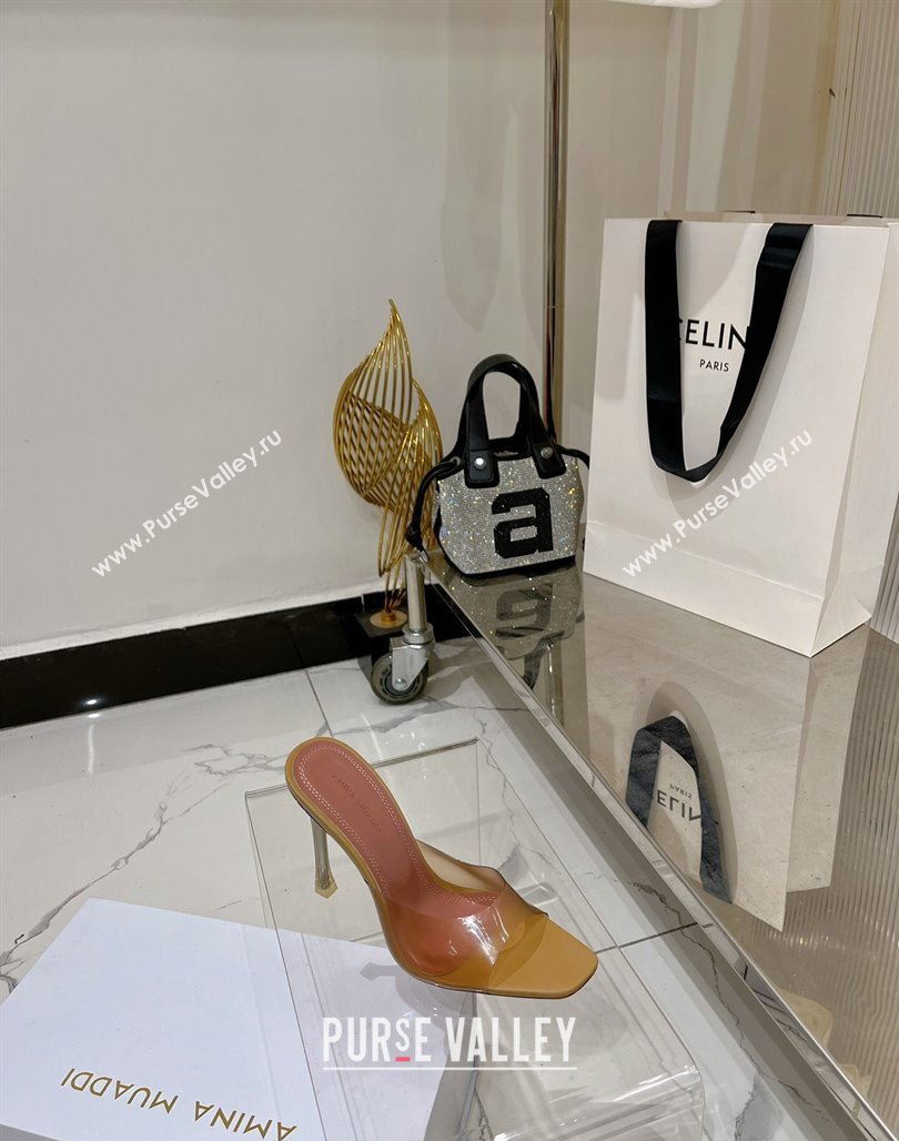 Amina Muaddi Alexa Glass Slide Sandals 11cm in PVC Yellow 2023 AM09112 (ZN-240228039)