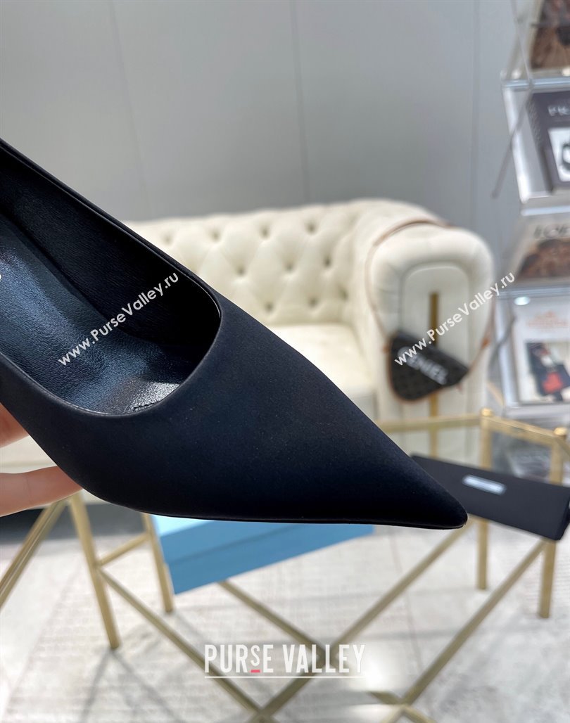 Prada Satin Pumps 8cm Black 2024 0228 (MD-240228058)