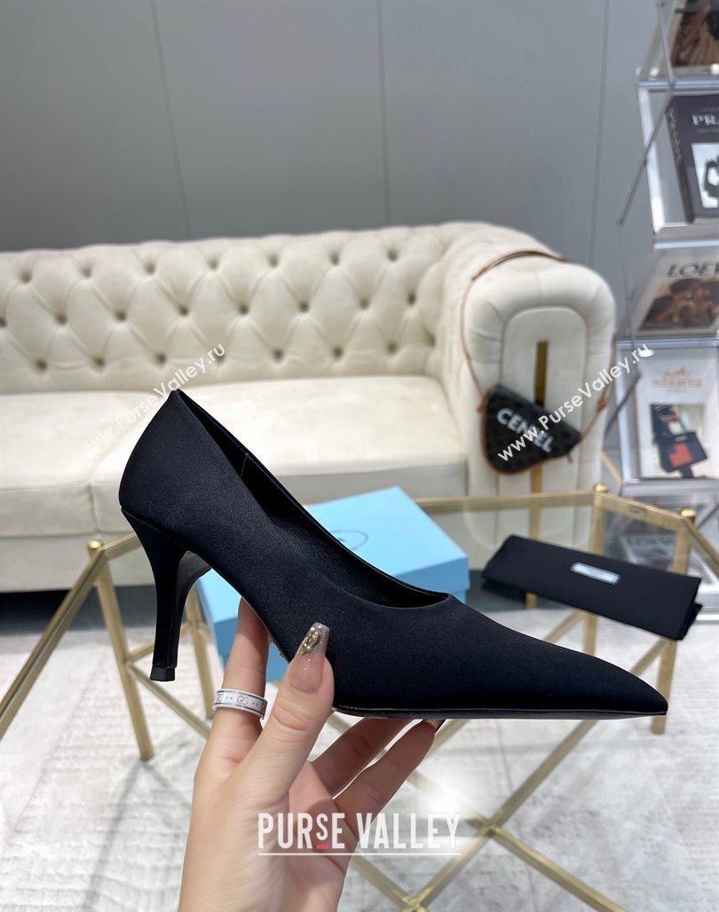 Prada Satin Pumps 8cm Black 2024 0228 (MD-240228058)