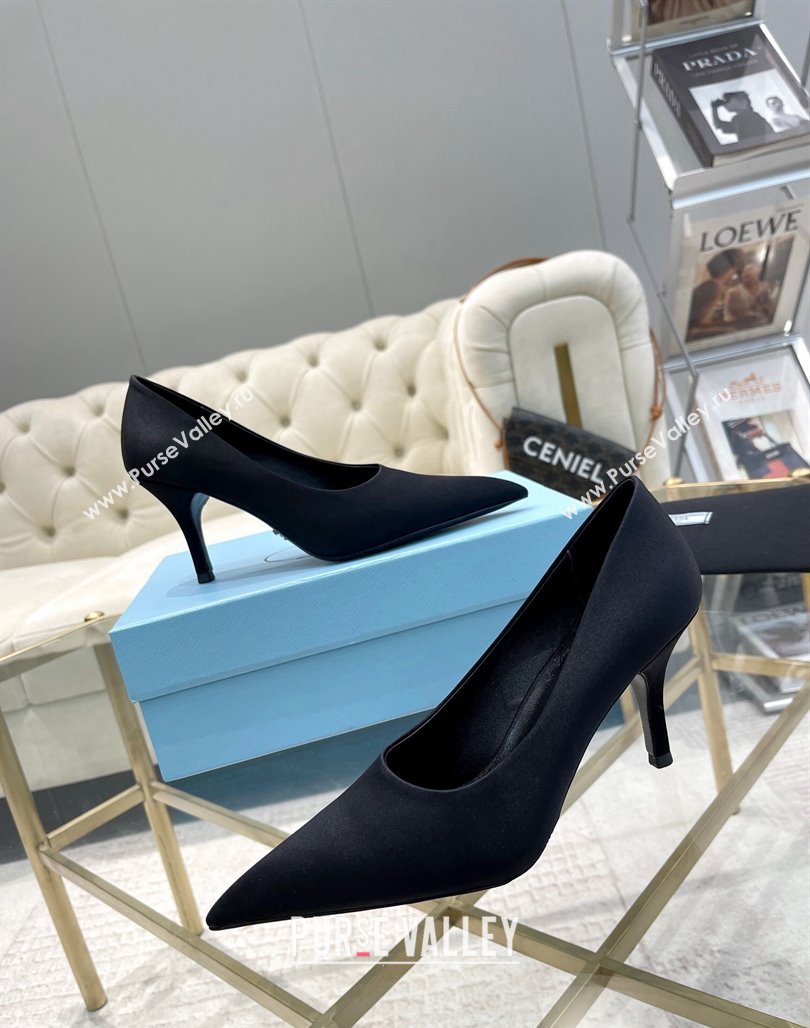 Prada Satin Pumps 8cm Black 2024 0228 (MD-240228058)