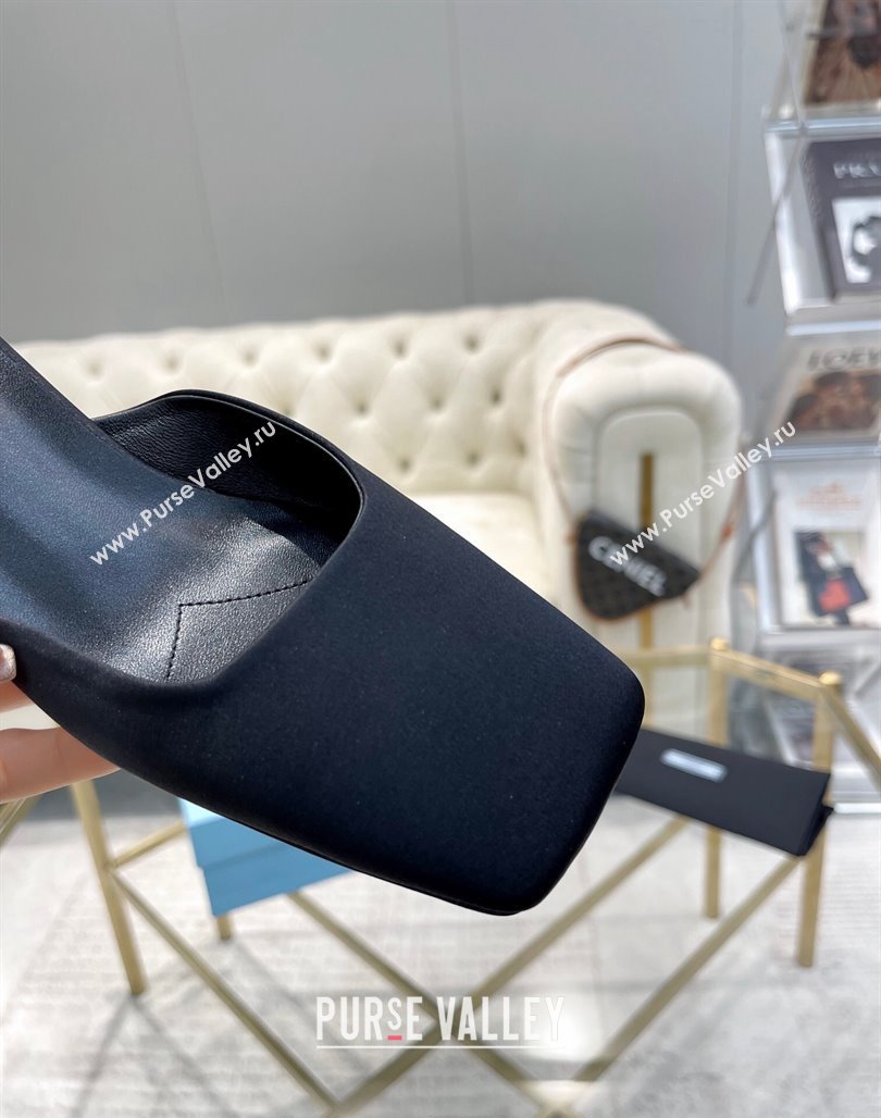 Prada Satin Square Mules 4cm Black 2024 0228 (MD-240228064)